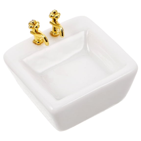 BESTYASH Mini Bathroom Playset Dollhouse Bathroom Accessories White Ceramic 1Set Miniature Modeling for Bathroom Scene