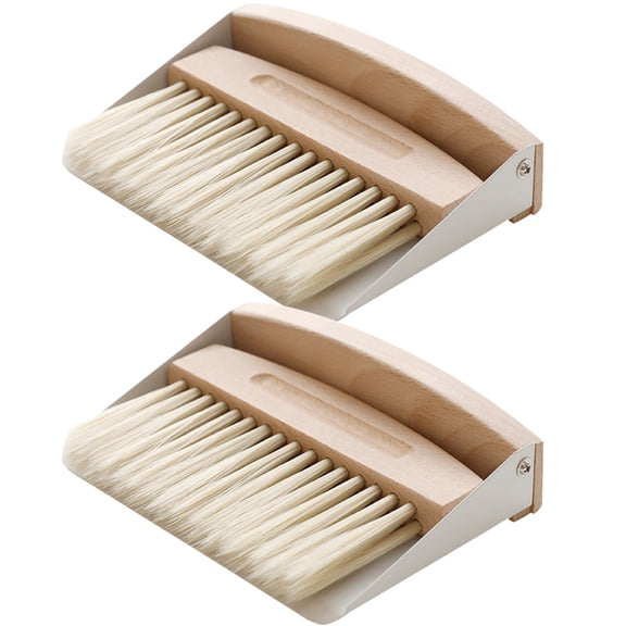 BESTYASH Mini Broom and Dustpan Set for Cleaning with Light Brown Desktop Brush Ideal for Keyboards and Tight Spaces 2 Sets