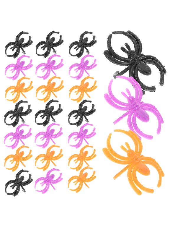 Mini Plastic Orange Imitation Spider Ring Plastic Spiders Party Accessory For Families 60 Pcs