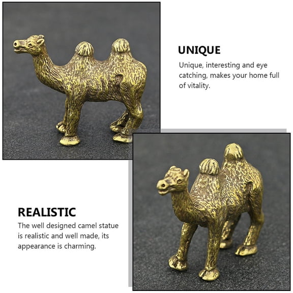 BESTYASH Miniature Camel Shape Statue Home Decoration Golden Copper Sculpture 1Set