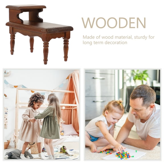 BESTYASH Miniature Dollhouse Side Table Retro Wooden Double Layer 1Pack