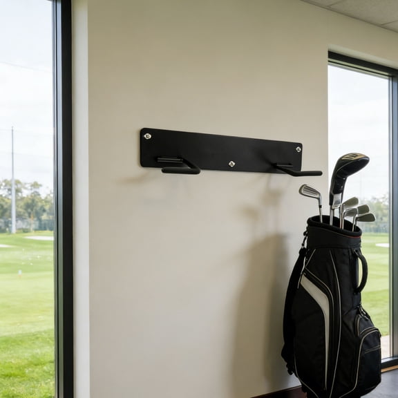 BESTYASH Wall Mounted Golf Bag Rack Black Space Saving Organizer for Garage and Home Golf Storage