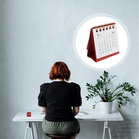 BESTYASH Monthly Desk Calendar Paper Dark Red 1Pack For Appointment Scheduling At Home