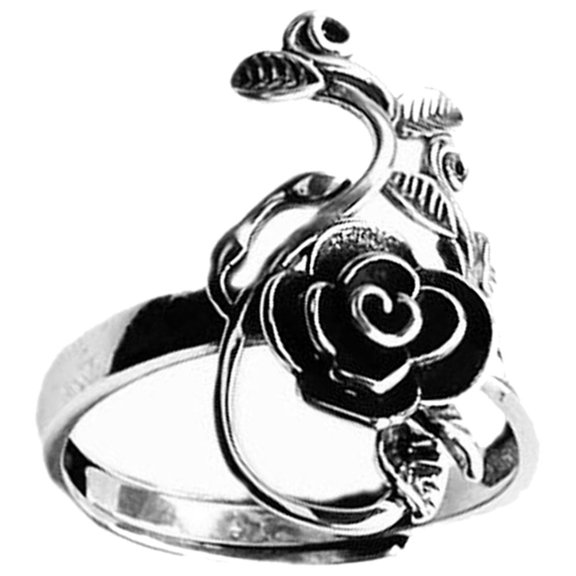 BESTYASH Retro Multi-Color Rose Flower Open Band , Minimalist Decorative Finger for Women