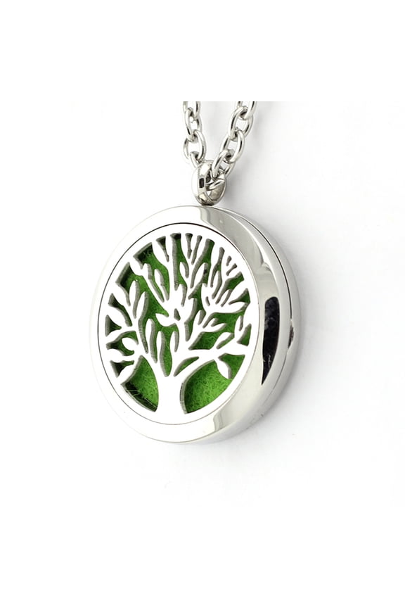Life Tree Diffuser Locket with Multi-Color Aromatic Slices for Jewelry, Unique Necklace