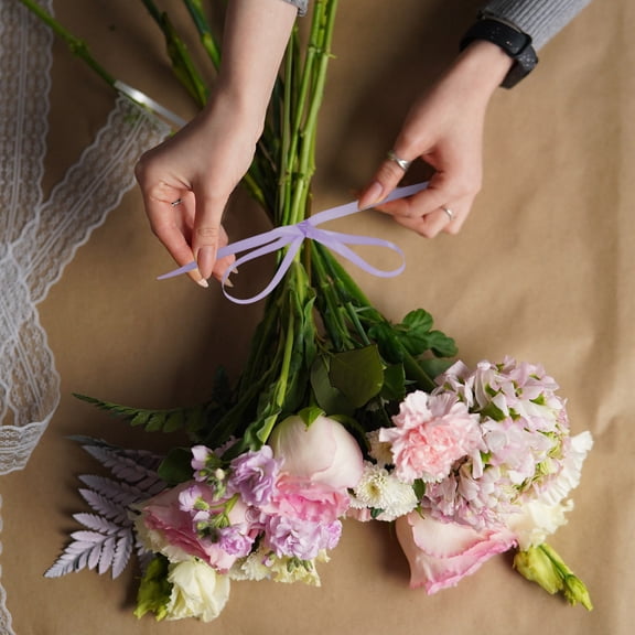 BESTYASH Multi Function Lavender Ribbon Ideal for Flower Bouquet Packaging and Hair Decor