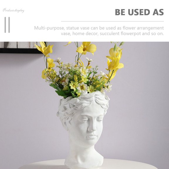 BESTYASH Multi Purpose White Resin Statue Vase for Succulent Plants and Desktop Ornament