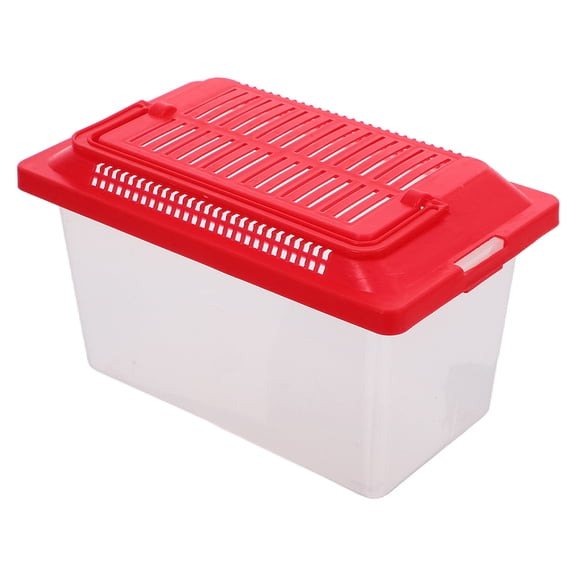 BESTYASH Multi Use Portable Red Plastic Fish Tank Clear Turtle Tank and Small Pet Transport Box