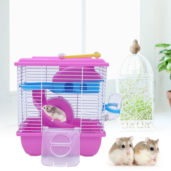 BESTYASH Multifunction Red Pet House for Hamsters with Double Layers and Slide Feature