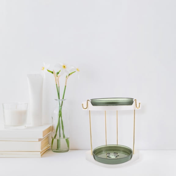 BESTYASH Dark Green Multilayer Rotating Bathroom Organizer for Skincare, Makeup, and Cosmetic Storage