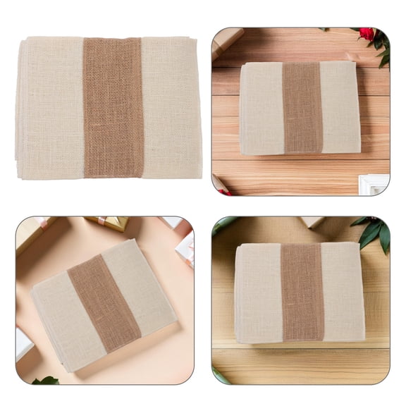 BESTYASH Natural Burlap Table Runner with Linen Blend and Farmhouse Style Contrast Stripe Design for Rustic Home Decor