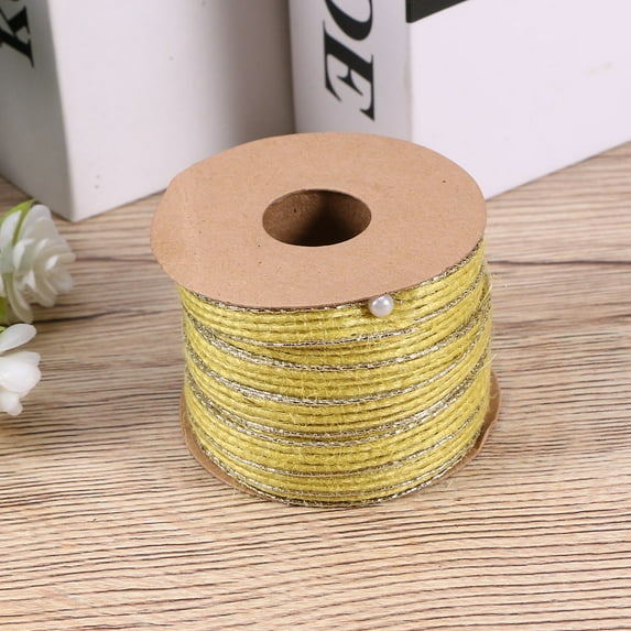 BESTYASH Yellow Jute Burlap Ribbon Webbing for Crafting, Weaving, Wrapping and Home Decoration