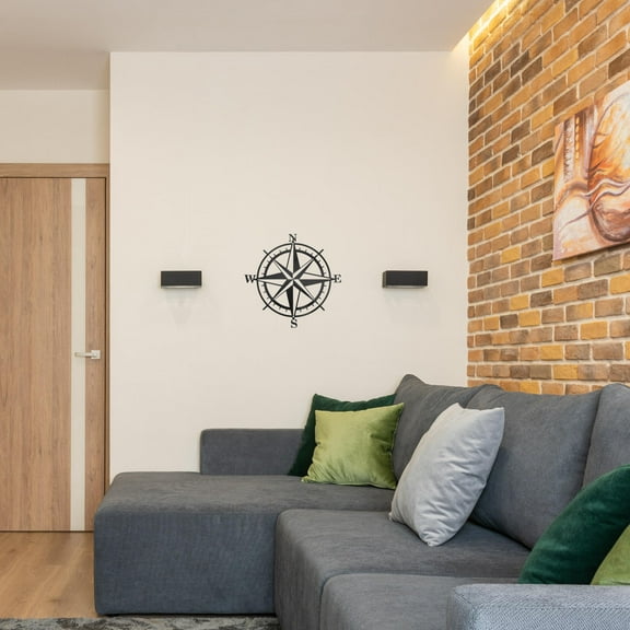 BESTYASH Nautical Compass Wall Decor Iron Compass Carved Design Hanging Decoration 1Pack