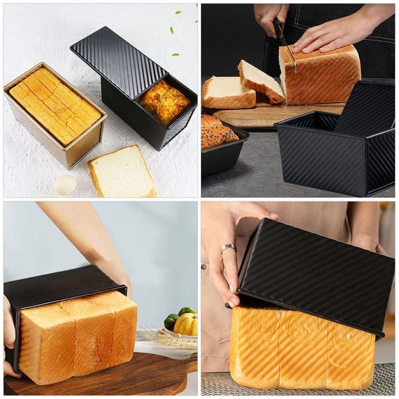 BESTYASH Non Stick Carbon Steel Toast Box Bread Pan with Lid for Easy Bread Baking