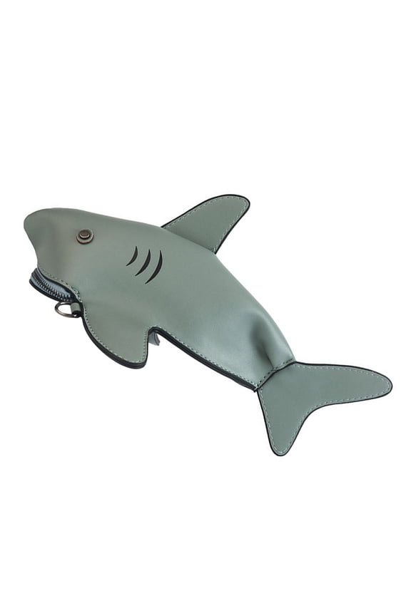 Ocean Fish Shoulder Bag Shark Shaped Purse Green Pu Material 1Pack For Women Casual Wear
