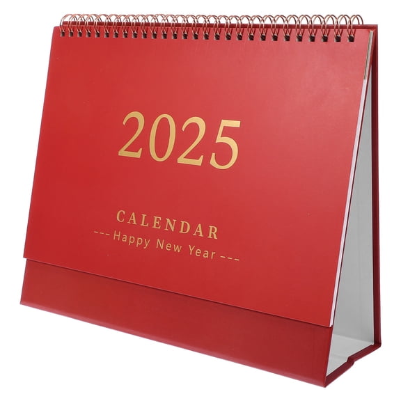 BESTYASH Dark Red Standing Desk Calendar 2024 2025 Paper Monthly Planner for Daily Use