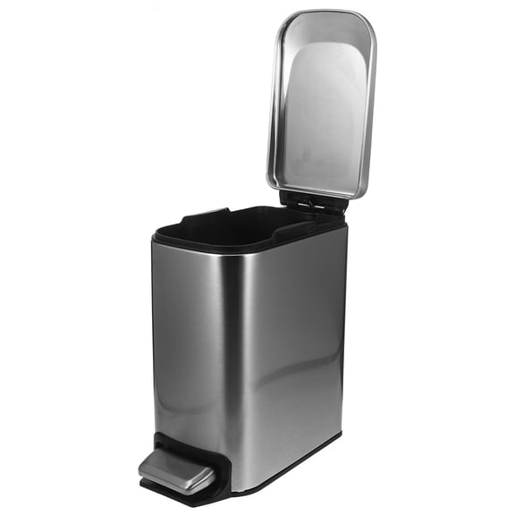 BESTYASH Office Trash Can Silver Rectangular Hands-Free Operation 1Set