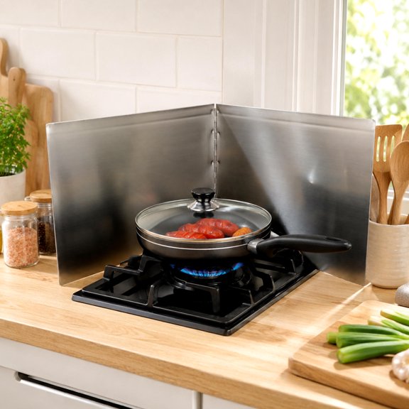 BESTYASH Oil Splatter Screen for Sink Plated Silver Foldable Heat Resistant Splash Protector