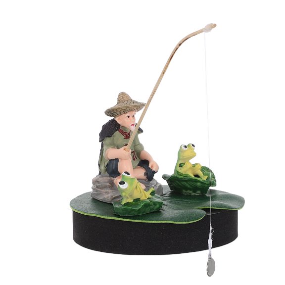 BESTYASH Sitting Fisherman Figurine Assorted Color PVC Metal Foam for Aquarium Floating Design