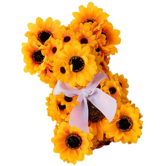 BESTYASH Orange Artificial Sunflower Bear Decor Desktop Decoration Cute Bear Figurine for Bedroom Living Room