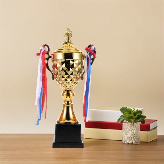 BESTYASH Sports Trophy Cup in Orange Metal for Award Ceremonies and Tournament Celebrations