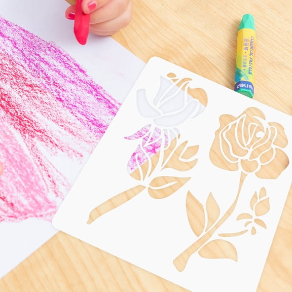 BESTYASH Painting Stencil Flower Shaped Elements White 1Pcs DIY Art Projects Students