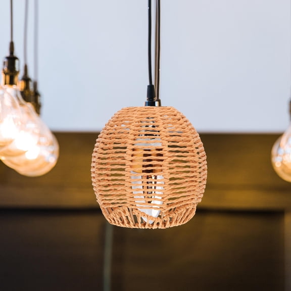 BESTYASH Paper Lantern Shade Seagrass Lamp Cage Khaki Light Diffusion for Interior Designers 1Pack