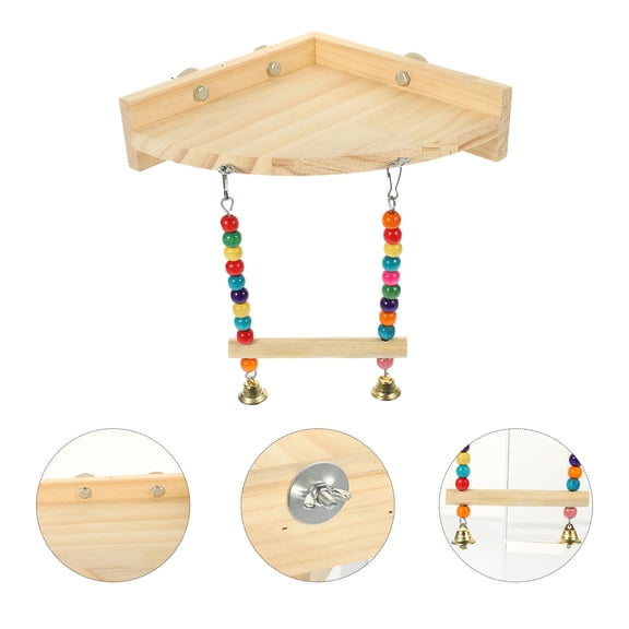 BESTYASH Parakeet and Cockatiel Exercise Platform Natural Wood Bird Swing Cage Accessory