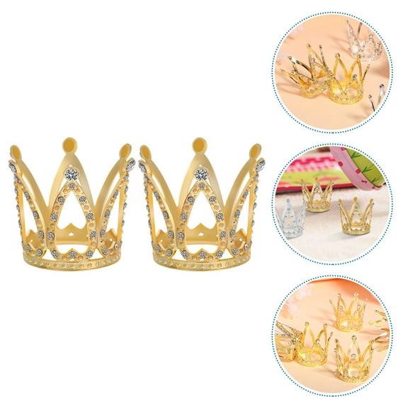 BESTYASH Decorative Golden Crowns for Party Favors and Photography Props 2Pcs