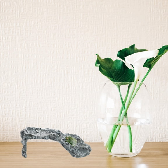 BESTYASH Reptile Hide and Turtle Basking Platform Resin Grey Tank Decoration Suitable for Snake and Frog