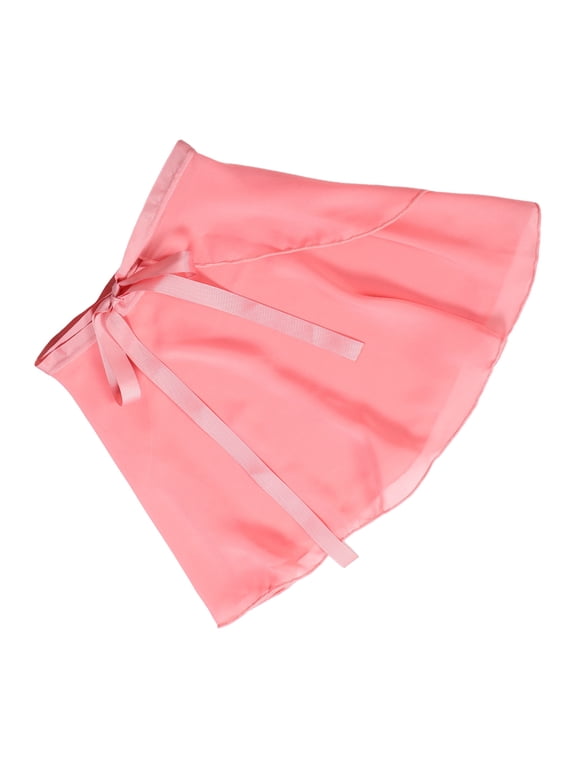 Pink Ballet Wrap Skirt with Adjustable Tie Breathable Chiffon Half Skirt for Performance