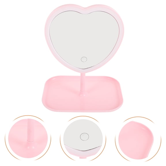 BESTYASH Pink Heart Shape Makeup Mirror High Definition Reflection for Women 1Pcs