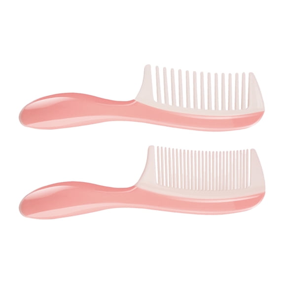 BESTYASH Pink Plastic Wide Teeth Hair Comb for Hair Styling Ergonomic Handle Detangler 2pcs
