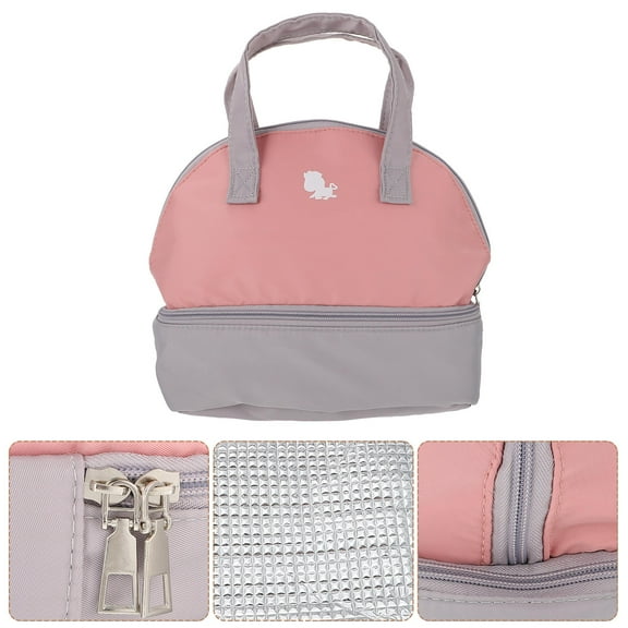 BESTYASH Pink Polyester Milk Bottle Storage Bag with Zipper for Milk and Baby Bottle Storage 11.8 x 7.1 x 5.1 inches