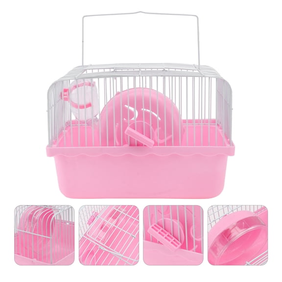 BESTYASH Pink Small Pet Supplies Cage Multifunction Hamster House for Eating and Sleeping