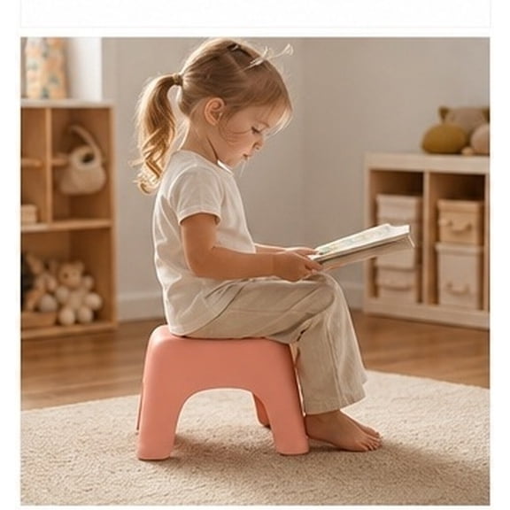 BESTYASH Pink Stackable Plastic Step Stool for Home Featuring Non Slip Surface and Handle