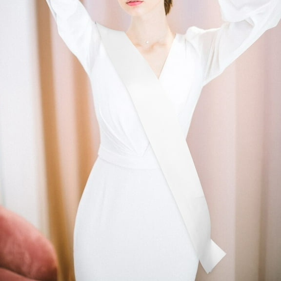 BESTYASH Plain White Sash for DIY Bridal Shower Graduation Wedding Prom Accessory