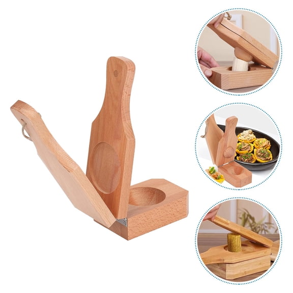 BESTYASH Foldable Press Masher Wooden Kitchen Tool Khaki for Family Cooking and Gatherings 1 Piece