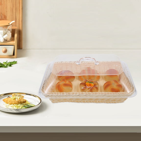 BESTYASH Woven Bread Basket with Cover for Serving Snacks and Fresh Fruits