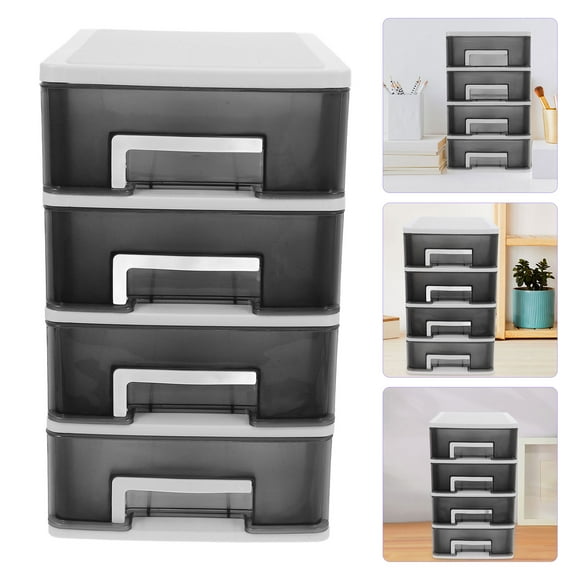 BESTYASH Plastic Multi-Layer Storage Cabinet with Half Transparent Black Drawers for Easy Access
