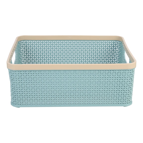 BESTYASH Blue Plastic Sundries Storage Basket with Nesting Feature for Home Use