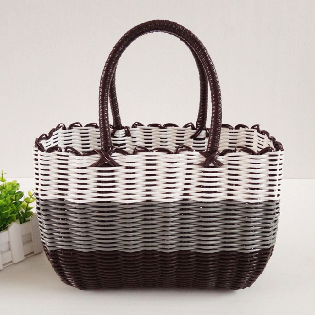 BESTYASH Plastic Hand Woven Storage Basket for Bathroom, Multi-Purpose Organizer, and Stylish, 1 Piece