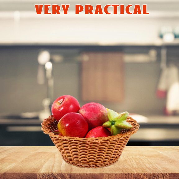 BESTYASH Woven Bread Storage Basket for Serving Fruit and Snacks Brown Plastic
