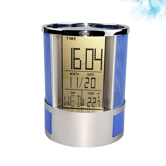 BESTYASH Plastic and Metal Pen Holder with Time Date Count Down and Temperature Display