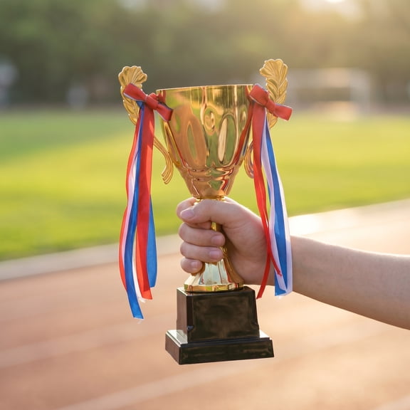 BESTYASH Sports Trophy Metal Cup with Ribbon for Soccer Basketball Tournament Team Award and Recognition