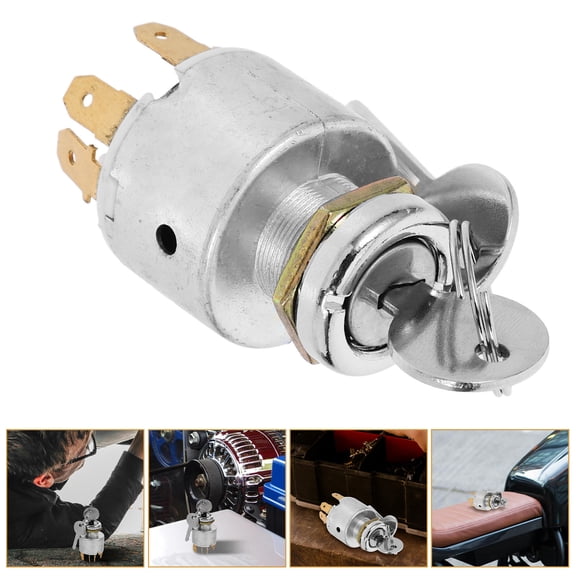 BESTYASH Plated Silver Car Ignition Switch with Keys Compatible for Vehicles Durable Easy to Install Accessory