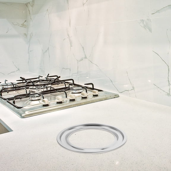BESTYASH Plated Silver Gas Range Drip Pans with Decorative Ring Durable Stainless Steel Kitchen Accessory