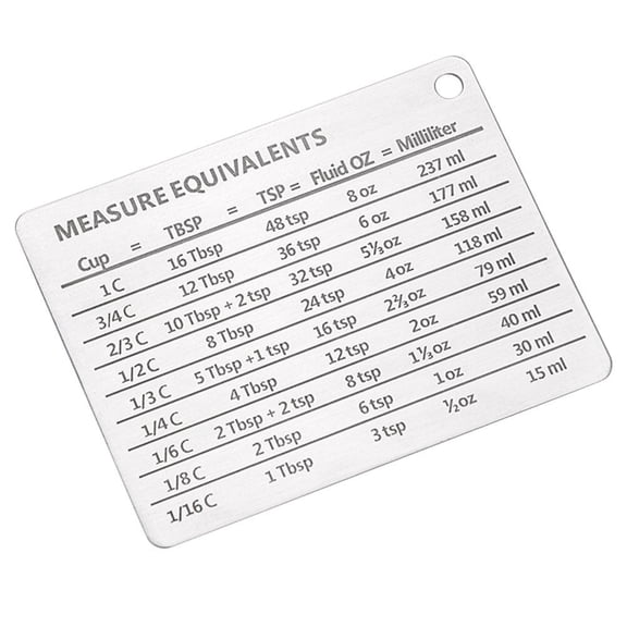 BESTYASH Plated Silver Kitchen Measurement Conversion Chart Magnet with Smooth Edge for Convenient Cooking