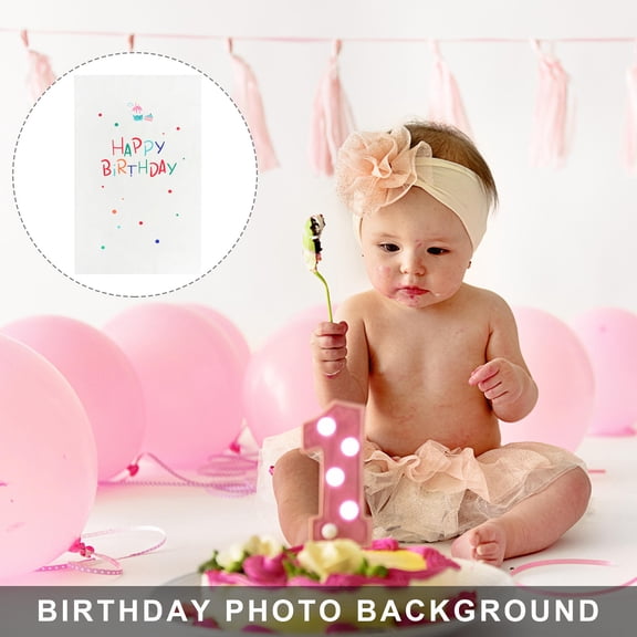 BESTYASH Simple White Birthday Party Background Polyester Wall Hanging Decoration