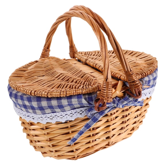 BESTYASH Portable Basket with Handles Lightweight Wicker Picking Basket for Fruit and Berry Gathering
